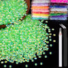Picture of BELLEBOOST 4000pcs 4mm Resin Rhinestones Bulk, Transparent Grass Green AB Flatback Round Jelly Rhinestones Non Hotfix Crystal Gems Large Quantity Wholesale for DIY Crafts Clothes Face Makeup Manicure