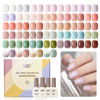Picture of GAOY 42 Pcs Gel Nail Polish Kit, Jelly White Pink Purple Green Glitter Shimmering Colors All Seasons Gel Nail Polish Set with Glossy & Matte Top Coat and Base Coat for Nail Art DIY at Home