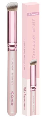 Picture of Lamora Concealer Makeup Brush Under Eye - Mini Angled Flat Top Kabuki Nose Contour Brush - Ideal for Concealing Blending Setting Buffing with Powder Liquid Cream Cosmetic - Pro Small Foundation Brush