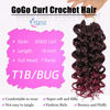Picture of 7 Packs GoGo Curl Crochet Hair 10 Inch Red Burgundy Short Curly Crochet Hair for Women Beach Curl Water Wave Deep Twist Crochet Braids Synthetic Braiding Hair Extensions(10 Inch, T1B/BUG)