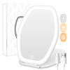 Picture of COSYGLOW Travel Makeup Mirror with Light: 3 Color Lighting Portable Mirror with Touch Screen Rechargeable Adjustable LED Lights Vanity Hexagon Mirror for Travel, Desk, Home (White, 1 Mirror)