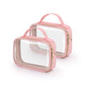 Picture of Wedama TSA Approved Toiletry Bag, 2 Pack Clear Makeup Bags with Handles, Quart Size Clear Toiletry Bags, PVC Clear Cosmetic Bags for Women and Men, Carry on Airport Airline Compliant Bag, Pink