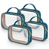 Picture of Wedama TSA Approved Toiletry Bag, 4 Pack Clear Makeup Bags with Handles, Quart Size Clear Toiletry Bags, PVC Cosmetic Bags for Women and Men, Carry on Airport Airline Compliant Bag, Til Blue