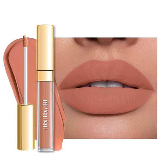 Picture of DE'MUMU Nude Lipstick Matte for Women Superstay Long Lasting Brown Lipstick Smudgeproof Liquid Lipsticks Cruelty Free Lip Makeup (DM27 Rosy Nude)