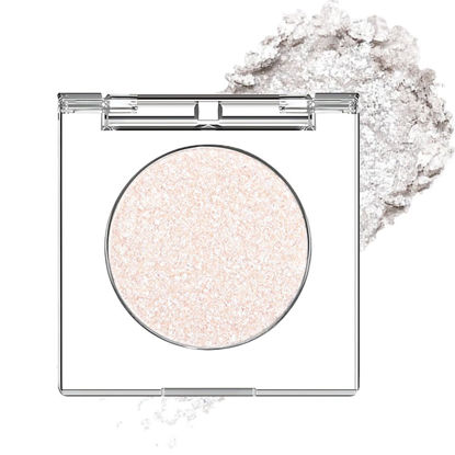 Picture of CAKAILA Single Silver White Glitter Shimmer Eyeshadow,Bright High Pigment Intense Monochrome Eye Shadow,Buildable Sparkly Eye Glitter Shimmer Finish,24 Hour Eye Makeup Longwear Waterproof,Blendable