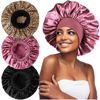 Picture of 3PCS Extra Large Satin Bonnets for Sleeping, Hair Bonnets for Black Women Braids Curly Hair, C