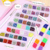 Picture of editTime 5 Boxes Shiny Colorful Nail Art Rhinestones Nail Stone Gems Design Kit and 4 Sheets Flower Nail Art Stickers with a Curved Tweezers and a Nail Brush (8-Rhinestones kit-4)