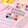 Picture of editTime 5 Boxes Shiny Colorful Nail Art Rhinestones Nail Stone Gems Design Kit and 4 Sheets Flower Nail Art Stickers with a Curved Tweezers and a Nail Brush (7-Rhinestones kit-4)