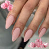 Picture of Chalk Baby Pink Press on Nails Medium Stiletto Almond,KQueenest Pure Color Acrylic Nails Kit Reusable Fake Nails with Feature Protective UV Coating for Women Nail Art Manicure in 24PCS