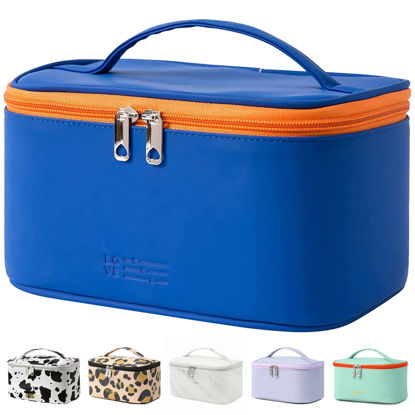 Picture of Meiyuuo Preppy Makeup Bag Cosmetic Bags for Women Ladies Small Pouch Toiletry Bag Organizer Waterproof Cute (Navy Blue)