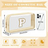 Picture of UIXIZQ Personalized Initial Letter Clear Makeup Bag,Preppy Small Nylon&PVC Cosmetic Zipper Bag with Chenille Letter,Travel Skincare Toiletry Bag,Monogram Christmas Gift for Teen Girls Women,P