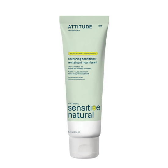Picture of ATTITUDE Hair Conditioner for Sensitive Dry Scalp, Dry and Damaged Hair, Soothing Oat, Naturally Derived Ingredients, Dermatologically Tested, Vegan Detangler, Nourishing, 8 Fl Oz