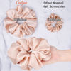 Picture of CEELGON Big Real Silk Scrunchies for Women Extra Large Scrunchie Satin Oversized Silk Scrunchy for Thick Hair Elastic Hair Ties Jumbo Hair Scrunchies 6 Pack (black,white,mulberry,champagne,blue,green)