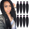Picture of Pre-Stretched Braiding Hair Extensions Black-16 Inch 8 Packs Synthetic Braiding Hair Crochet Braids, Natural Easy Braid Crochet Hair, Hot Water Setting Professional Soft Yaki Straight Texture (#1B)