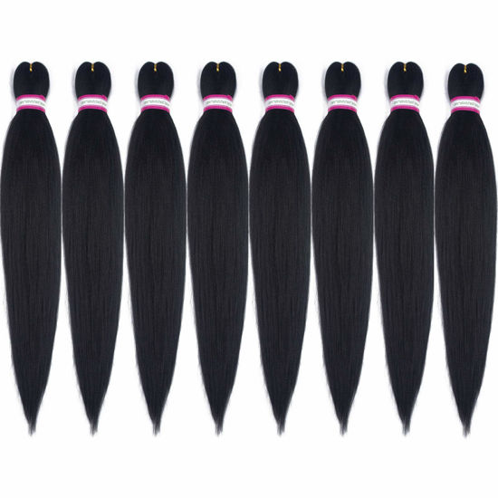 Picture of Pre Stretched Braiding Hair Extension Natural Black Color 8 Packs 28 Inch Long Professional Hair for Braiding Twist Braids Itch Free Hot Water Setting Yaki Straight Synthetic Hair for Women (#1B)