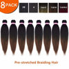 Picture of Pre-stretched Braiding Hair Extension Ombre Natural Black Brown Professional Crochet Braiding Hair 24 Inch 8 Packs Hot Water Setting Perm Yaki Synthetic Hair for Twist Braids (#1B/30)