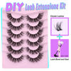 Picture of DIY Lash Extension Kit Cluster Lashes Kit Fluffy Lash Clusters Wispy DIY Eyelash Extensions Lash Bond and Seal D Curl Individual Lashes by ALICE