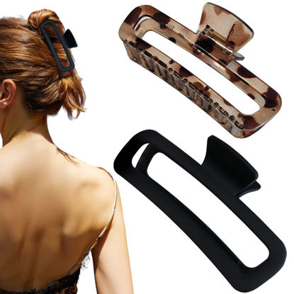 Picture of Nalodu Hair Claw Clips 5 Inch Unbreakable Square Rectangle Clip Clamp Neutral Colors for Thick Curly Long Hair Women - 2 Pack