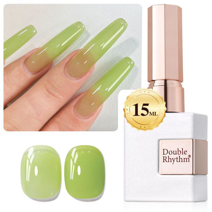Picture of Double Rhythm 15ML Gel Polish Jelly Sheer Pastel Light Milky Color 1 PC 0.53 OZ Bottle UV Nail Polish Art Salon at Home for Women (Jelly Green-B-A1408)