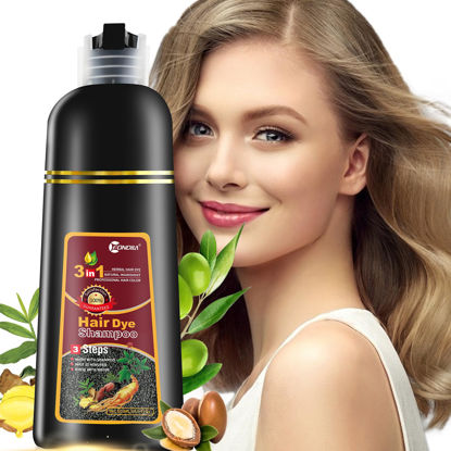 Picture of leorx Hair Dye shampoo, Chestnut Brown 3 In 1 Color Shampoo Instant Herbal Coloring Shampoo Refresh Hair For Women&Men - Tintes Para El Cabello Profesional