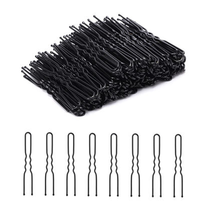 Picture of Cehony U-shaped Hair Pins, 200 Count for Women Lady Girls Bobby Pins French Historical Hair Pin Hair Styling Pins Hair Accessories (Black, 2.4 Inch)