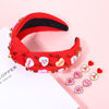 Picture of Valentine’s Day Headband for Women Love XOXO Heart Headbands Jeweled Conversation Heart Knotted Headband Pink Red Rhinestone Crystal Top Knot Headband Valentine’s Day Accessories Gifts (Red Set)