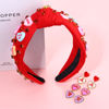 Picture of Valentine’s Day Headband for Women Love XOXO Heart Headbands Jeweled Conversation Heart Knotted Headband Pink Red Rhinestone Crystal Top Knot Headband Valentine’s Day Accessories Gifts (Red Set)
