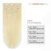 Picture of Aison Platinum Blonde Clip in Hair Extensions Real Human Hair 70G 100% Remy Human Hair Soft Silky Straight 7pcs 16clips One Pack (15 Inch #60)