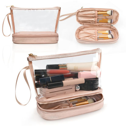 Picture of Ethereal Clear Makeup Bag, TSA Travel Makeup Organizer Bag Rose Gold Makeup Bags for Women Small Cosmetic Bag Portable Makeup Bag for Purse