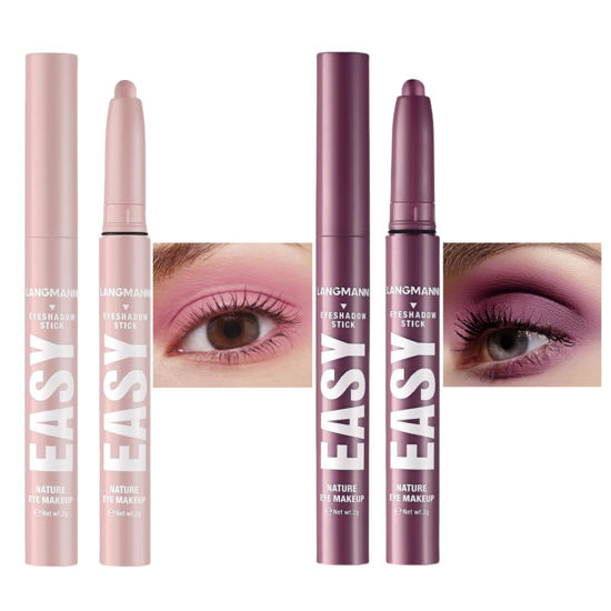 Picture of Jolilab Eyeshadow Stick Set, 2 PCS Matte Professional Bright-Colored Contouring and Highlight Eyeshadow Stick, Cream Eyeshadow Waterproof Long Lasting High Pigmented Eye Shadow. (2, 01+18 2pcs)
