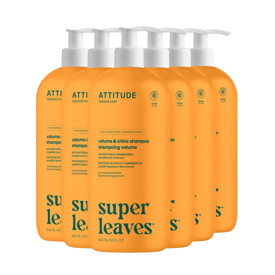 Picture of ATTITUDE Volume and Shine Hair Shampoo, EWG Verified, For Thin Hair, Naturally Derived Ingredients, Vegan and Plant Based, Soy Protein And Cranberries, 32 Fl Oz (Pack of 6)