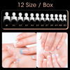 Picture of krofaue Short French Nail Tips - 120PCS Acrylic Short Nail Tips White French Fake Nail Tips Art Tips 12 Sizes Half Cover False Nails Short Wrap Edge Square Nails with Case for Nail Extensions DIY