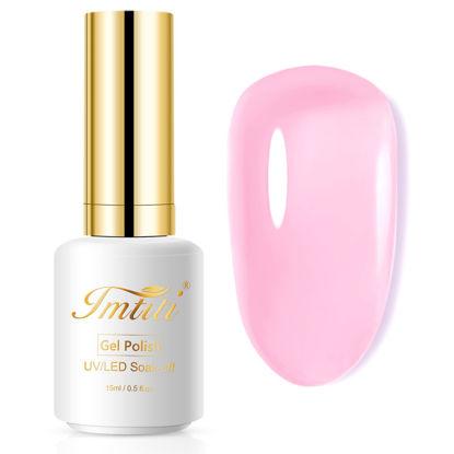 Picture of Imtiti Jelly Gel Nail Polish, 1 Pcs 0.5 Fl Oz Pink Jelly Gel Polish Soak Off LED U V Nail Gel Polish Sheer Translucent Gel Nail Polish DIY Nail Art Starter Manicure Salon Gel Nail Kit for Women Girls
