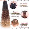 Picture of Beverlee 18 Inch Boho Box Braids 8 Packs Goddess Box Braids Crochet Hair Bohemian Hippie Braids Braiding Hair Box Braids with Curly Ends Messy Pre-looped Synthetic Crochet Hair for Women 53#