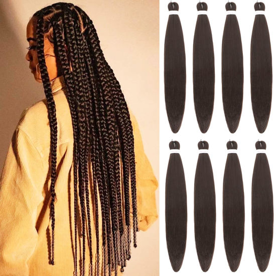 Picture of Alrence Pre Stretched Braiding Hair Long Braid 16 Inch 8 Packs Professional Braiding Hair Extensions Synthetic Crochet Twist Braids (16 Inch, 6#)