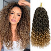 Picture of 7 Packs GoGo Curl Crochet Hair 14 Inch Short Curly Crochet Hair for Women Beach Curl Water Wave Deep Twist Crochet Braids Synthetic Braiding Hair Extensions (14 Inch, T1B/27)