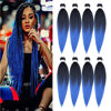 Picture of Pre-Stretched Braiding Hair, 24 inch Braiding Hair 8 Packs Ombre Black to Blue Professional Soft Yaki Texture, No Itch, Hot Water Setting Hair Extensions for Braids (24in,1B/Blue)