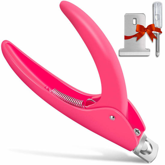 Picture of Belleboost Nail Tip Clipper Edge Cutter Adjustable Stainless Steel False Artificial Acrylic Fake Trimmer Manicure Pedicure Sharp Rustproof Blade Clip Tool for Salon Home Art,DIY Use Acrylic Pink