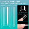 Picture of 500PCS Clear Square Nail Tips, Quaferen XL No C Curve Nail Tips for Acrylic Nails Professional, Half Cover Tapered Square Straight Nail Tips, Flat Traceless Acrylic Nail Extension Tips Fake Nails