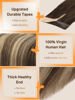 Picture of DOORES Tape in Human Hair Extensions Remy Balayage Chocolate Brown to Honey Blonde 18 Inch 20pcs 50g Real Tape in Straight Skin Weft Natural
