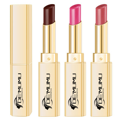 Picture of DE'MUMU 3Pc Hydrate Lipstick for Women Berry Hot Pink Pink Moisture Lipstick Lip Gloss Sheer-Medium Coverage Long Lasting Lipsticks for Dry Lips, DM65/89/96