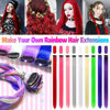 Picture of 12 PCS Red Hair Extensions Clip in, Colored Party Highlights Extension for Kids Girls Synthetic Hairpiece Straight 22 inch