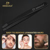Picture of DEMAXA 5" Professional Mustache Scissors Beard Scissors for Men with Slanted Tweezers 1 Mustache Comb 1 Beard Comb & Pouch - Beard Trimming kit & Mustache Kit (Black With Tweezer)