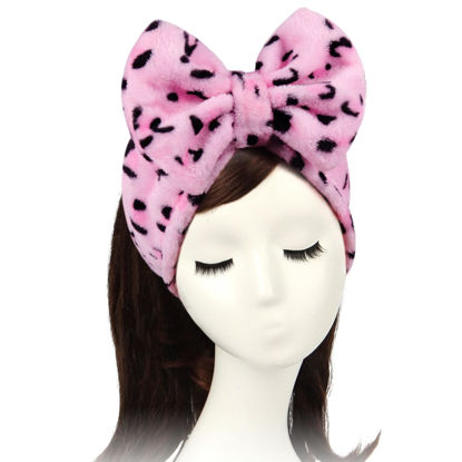 Picture of Shintop Women Fashion Lovely Soft Carol Fleece Bowknot Bow Makeup Cosmetic Shower Elastic Hair Band Hairlace Headband (Pink)