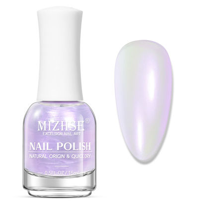 Picture of MIZHSE Nail Polish: 15Ml Mermaid Pearl Nail Polish Purple Aurora Effect Nail Polish, Fingernail and Toenail Polish Glossy Long Lasting Nail Polish Trendy DIY at Home Nail Gift Spree