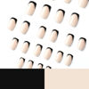 Picture of Black French Tip Press on Nails Short Medium False Nails Square Fake Nails Nude Full Cover Acrylic Nails Press ons for Women Daily Wear Simple 24 Pcs