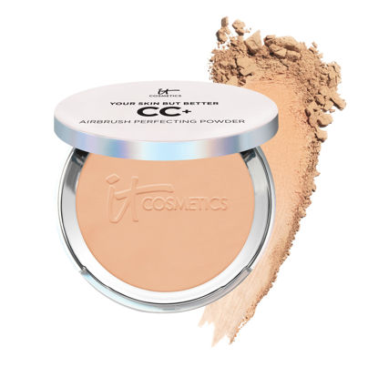 Picture of IT Cosmetics CC+ Airbrush Perfecting Powder Foundation - Buildable Full Coverage Of Pores & Dark Spots - Hydrating Face Makeup with Hydrolyzed Collagen & Niacinamide - Medium - 0.33 Oz
