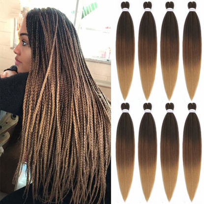 Picture of Alrence Pre Stretched Braiding Hair Long Braid 30 Inch 8 Packs Professional Braiding Hair Extensions Synthetic Crochet Twist Braids (30 Inch, 1B/30/27)