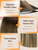 Picture of DOORES Human Hair Extensions Tape in Real Balayage Walnut Brown to Ash Brown and Bleach Blonde 18 Inch 20pcs 50g Tape in Hair Extensions Real Hair Extensions Straight