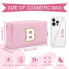 Picture of Personalized Initial A-Z Preppy Patch Makeup Bag,Small PU Chenille Letter Cosmetic Bag with Zipper for Teen Girls,Pink Cute Toiletry Organizer Bag,Monogrammed Valentines Day Gifts for Women,Letter B
